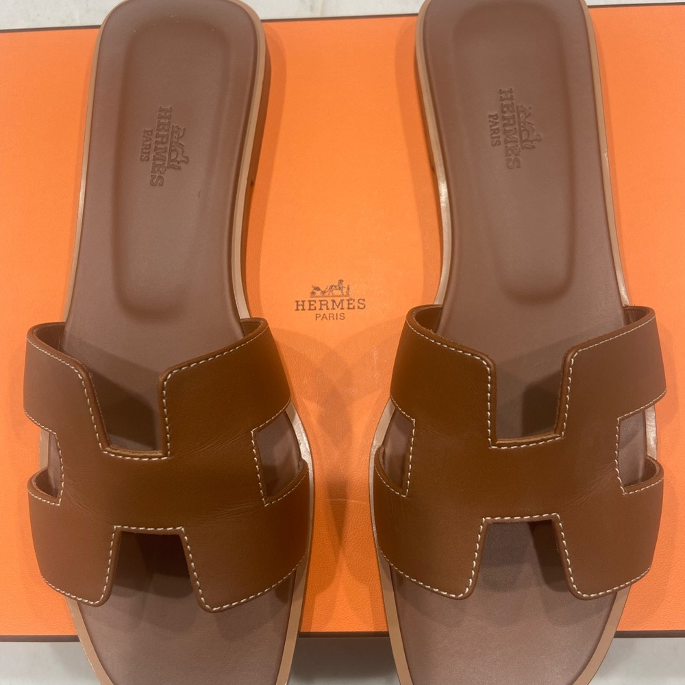 Hermès Brown Sandals with H-Cutout Design